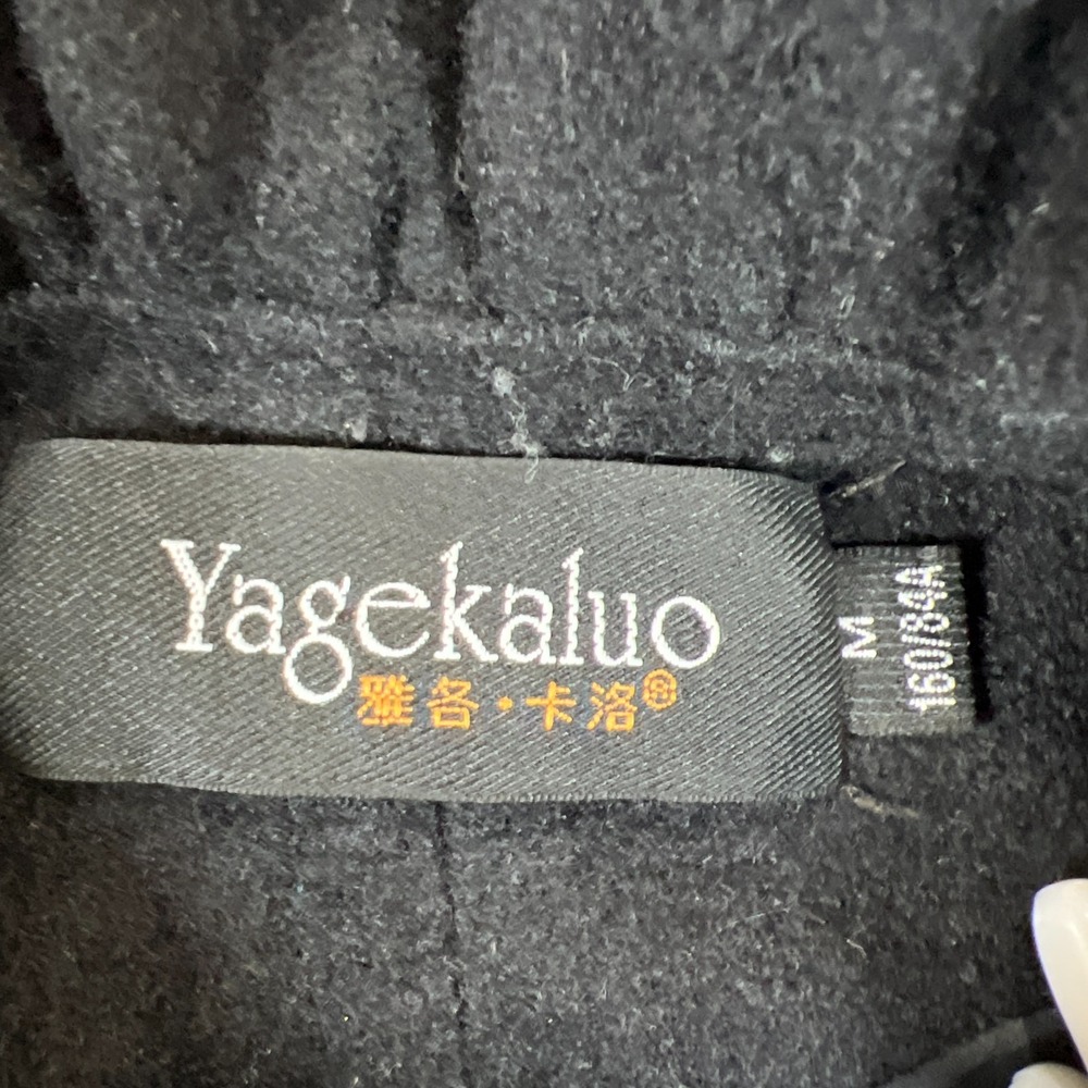 Yagekaluo Coat Dress Womens Medium Black Wool Blend Funnel Neck Button Front - Picture 8 of 9